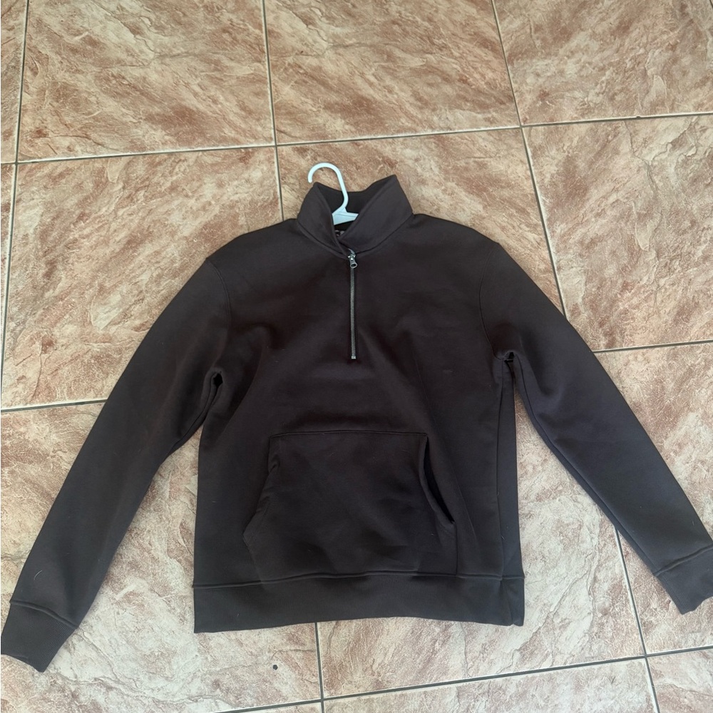 Denim & Flower Dark Brown Zip-Up Sweater